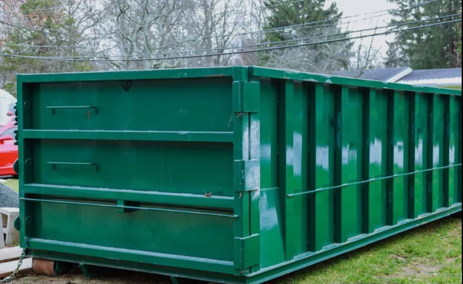 Roll off dumpster on a driveway